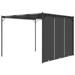 Berkfield Durable Garden Gazebo With Side Curtain 3X3X2.25 M Anthracite - thumbnail 4