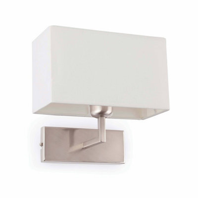 Luminosa Lighting Luminosa Roda 1 Light Indoor Wall Light White, Satin Nickel With Shade, E27 - image 1