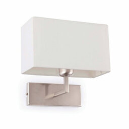 Luminosa Lighting Luminosa Roda 1 Light Indoor Wall Light White, Satin Nickel With Shade, E27