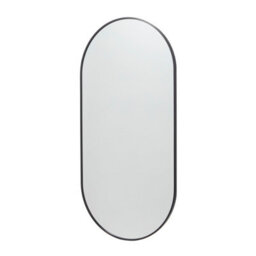 GoodHome Muhely Brushed Black Modern Oval Wall-Mounted Framed Mirror, (H)100.9Cm (W)50.9Cm