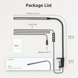 Lepro Desk Lamp 5W 460Lm, Clip On Desk Lamp - thumbnail 5