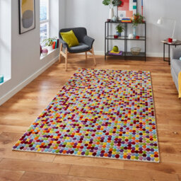 Multi Wool Funky Handmade Modern Easy To Clean Dotted Geometric Diningroom Bedroom And Living Room Rug-150Cm X 230Cm - thumbnail 1