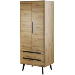 Arte Stylish Nordi Hinged Wardrobe H1970mm W800mm D560mm In Oak Artisan And Black - Contemporary Elegance For Your Bedroom - thumbnail 1