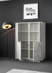 FurniComp LTD Furnicomp Glacia 4 Door 145Cm White Marble Highboard - thumbnail 2