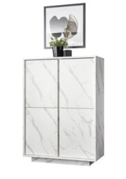 FurniComp LTD Furnicomp Glacia 4 Door 145Cm White Marble Highboard - thumbnail 3