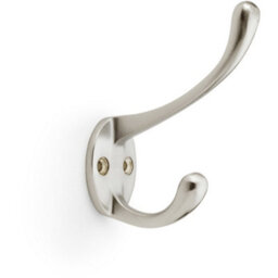 Loops Solid Brass Victorian Hat & Coat Hook - Wall Mounted Holder - Satin Nickel