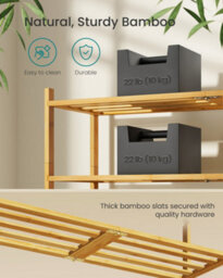 LEDREM Bamboo Shoe Rack, 4-Tier Stackable Space-Saving Storage Shelf For Entryway, Living Room, Bedroom, Garage, Natural Colour - thumbnail 4