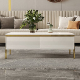 Matteo Modern High-Gloss Coffee Table With Storage Drawers - White - thumbnail 9