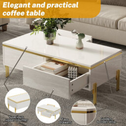 Matteo Modern High-Gloss Coffee Table With Storage Drawers - White - thumbnail 7