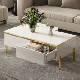 Matteo Modern High-Gloss Coffee Table With Storage Drawers - White - thumbnail 5