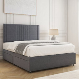 Bsspoke Monaco Divan Bed Set Steel Plush Velvet With 24Inch Headboard & 4 Drawers Mattress In 4Ft6 4Ft 5Ft 6Ft - thumbnail 3