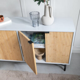 Nöa & Nani Noa & Nani Large Sideboard With Bamboo Style Doors In Grey Rokstorp - thumbnail 3