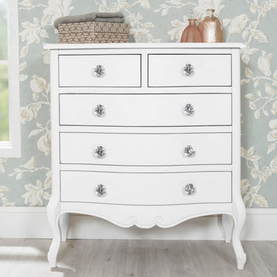 Statement Furniture Juliette White 2 Over 3 Chest Of Drawers With Crystal Handles - image 1