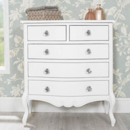 Statement Furniture Juliette White 2 Over 3 Chest Of Drawers With Crystal Handles - thumbnail 1