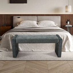 Living And Home Grey Velvet Upholstered Bed End Bench Hallway Bench W 1180 X D 460 X H 425 mm - thumbnail 2