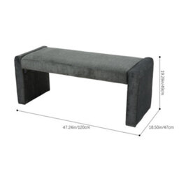 Living And Home Grey Velvet Upholstered Bed End Bench Hallway Bench W 1180 X D 460 X H 425 mm - thumbnail 6