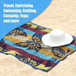 Geezy Beach Towel Cotton Polyester Lightweight Quickdry Sports Summer Super Absorbent - thumbnail 6