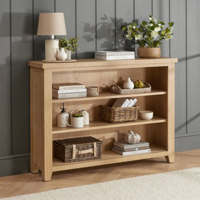 The Furniture Market Cheshire Whitewash Oak Wide Low Bookcase - image 1
