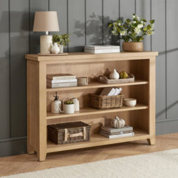 The Furniture Market Cheshire Whitewash Oak Wide Low Bookcase