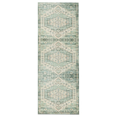 Bedlooms Ember Cashmere Rug 80X300Cm, Tribal Geometric Medallion, Anti Slip, Stain Resistant, Thick Extra Large Runner - image 1