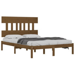 Berkfield Bed Frame Honey Brown Solid Wood 200X200 Cm - thumbnail 3