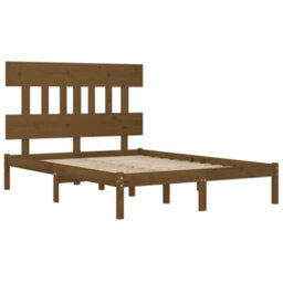 Berkfield Bed Frame Honey Brown Solid Wood 200X200 Cm - thumbnail 4