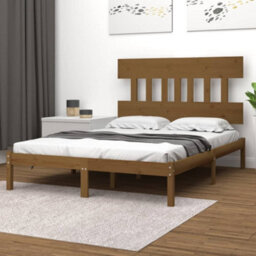 Berkfield Bed Frame Honey Brown Solid Wood 200X200 Cm - thumbnail 1