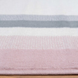 Loomed Blush Pink Grey Bordered Living Room Rug 80X150Cm - thumbnail 4