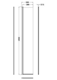 Balterley Blymhill Contemporary Bathroom 8mm Glass Hinged Flipper Wetroom Screen, Chrome Fininsh, 1950 X 322 X 27mm - thumbnail 2