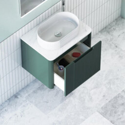 Royal Bathrooms Avenza 600mm Deep Moss Green Wall Hung Bathroom Countertop Vanity Unit 1 Drawer With Lyon Basin - thumbnail 5