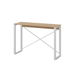 Decortie Archie Modern Narrow Console Table 110Cm Oak X-Frame Metal Legs Sofa Hallway Entryway Table - thumbnail 2