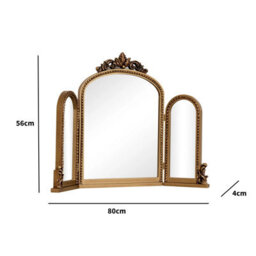 Melody Maison Gold Ornate Arched Triple Dressing Table Mirror 80Cm X 56Cm - thumbnail 7