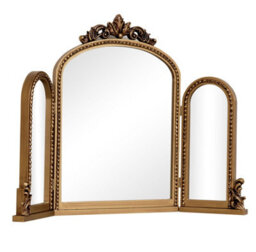 Melody Maison Gold Ornate Arched Triple Dressing Table Mirror 80Cm X 56Cm - thumbnail 6