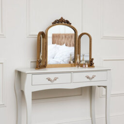 Melody Maison Gold Ornate Arched Triple Dressing Table Mirror 80Cm X 56Cm - thumbnail 3