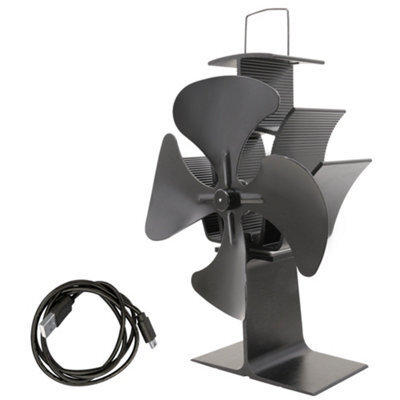 Sundaze Black Eco Friendly 4 Blade Stove Fan Heat Powered Log Wood Burner Top Fan With Usb - image 1