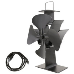 Sundaze Black Eco Friendly 4 Blade Stove Fan Heat Powered Log Wood Burner Top Fan With Usb