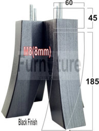 L&F 4X Replacement Furniture Legs Solid Wood Feet 185mm Height Sofas Chairs Settee Cabinets M8(8mm) Tsp2022 (Black) - thumbnail 1