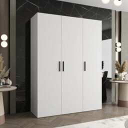 Arte Bari I Hinged Door Wardrobe 150Cm In White - Sleek, Soft-Close Storage For Light-Filled Bedrooms - thumbnail 1