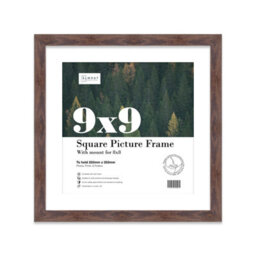 "9X9"" Walnut Picture Frame - 9X9"" Square Frame With 8X8"" Mount For 9X9""/8X8"" Pictures Luxurious Style Room Decor, 1 Pack" - thumbnail 1