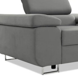 Torezio Armchair Adjustable Headrests Upholstered Freestanding Chipboard Frame Metal Legs 134X102X90Cm Grey And Melange - thumbnail 4