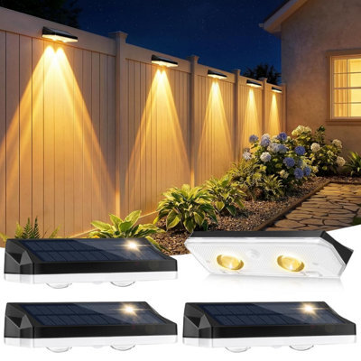 Shirylzee Solar Fence Lights Outdoor,4 Pack Wall Ip 65 Waterproof,11 Colors &13 Modes Rgb, Garden Powered For Patio / Backyard /