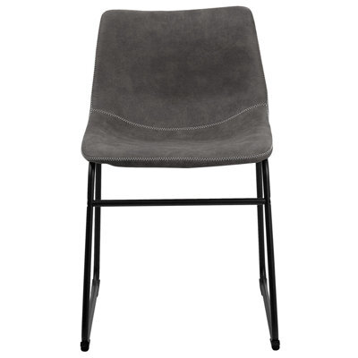 Beliani Rustic Retro Grey Fabric Dining Chairs Set Of 2 - Mid-Century Curved Back, Steel Frame - image 1