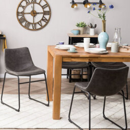 Beliani Rustic Retro Grey Fabric Dining Chairs Set Of 2 - Mid-Century Curved Back, Steel Frame - thumbnail 2