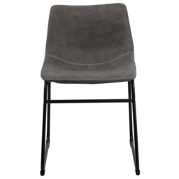 Beliani Rustic Retro Grey Fabric Dining Chairs Set Of 2 - Mid-Century Curved Back, Steel Frame - thumbnail 1