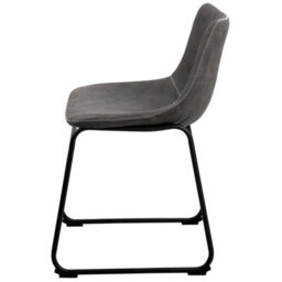 Beliani Rustic Retro Grey Fabric Dining Chairs Set Of 2 - Mid-Century Curved Back, Steel Frame - thumbnail 6