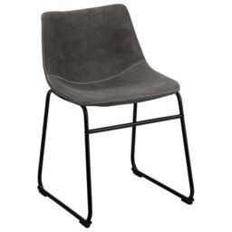 Beliani Rustic Retro Grey Fabric Dining Chairs Set Of 2 - Mid-Century Curved Back, Steel Frame - thumbnail 4