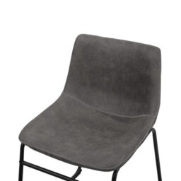 Beliani Rustic Retro Grey Fabric Dining Chairs Set Of 2 - Mid-Century Curved Back, Steel Frame - thumbnail 8