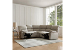 Home Detail Benton Corner Electric Recliner Sofa, Light Grey Faux Leather - thumbnail 1