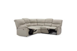 Home Detail Benton Corner Electric Recliner Sofa, Light Grey Faux Leather - thumbnail 4