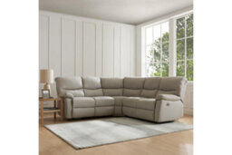 Home Detail Benton Corner Electric Recliner Sofa, Light Grey Faux Leather - thumbnail 2